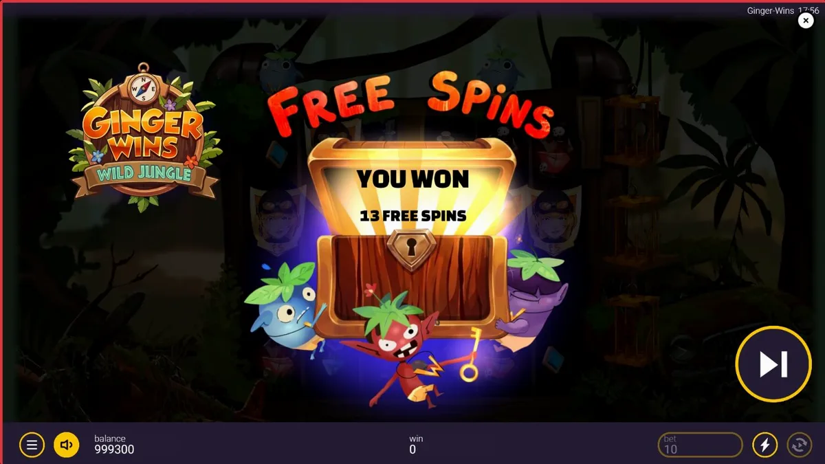 Tampilan visual slot Ginger Wins Wild Jungle dengan latar belakang hutan tropis yang rimbun.